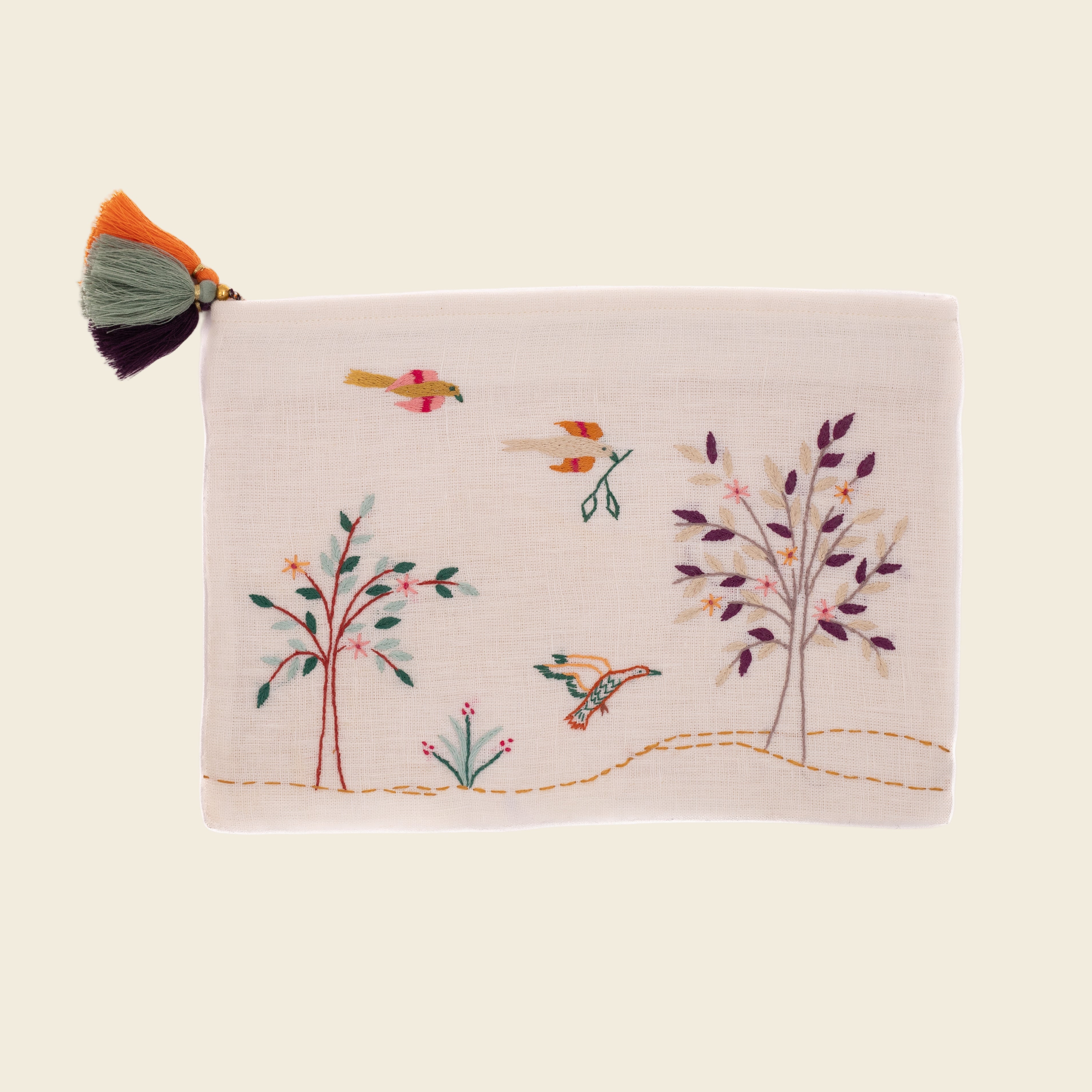100% egyptian linen pouch hand embroidered