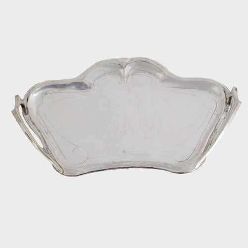 Art Deco Tray: Silver Blossoms